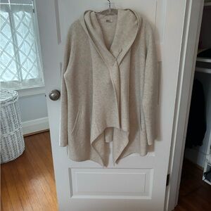 Margaret O’Leary Heather Oatmeal Cashmere Open Cardigan Swtr W/pin size large